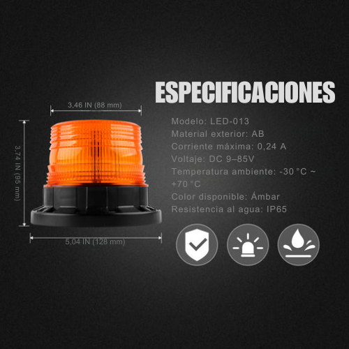 Luz Estroboscópica de Emergencia para Coche – Baliza Giratoria LED de 12W