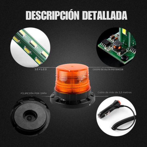 Luz Estroboscópica de Emergencia para Coche – Baliza Giratoria LED de 12W