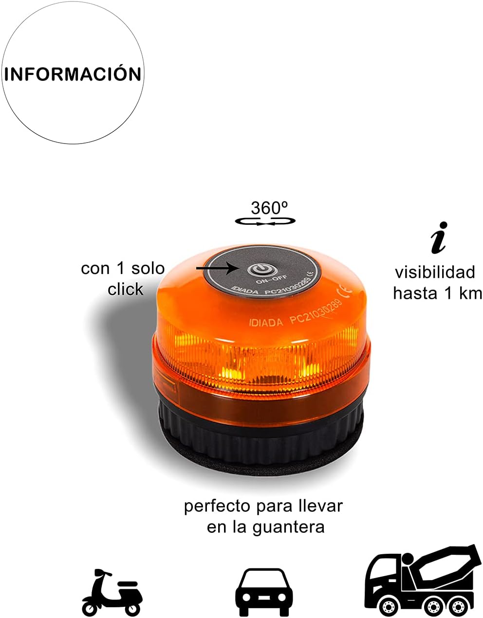 Luz Estroboscópica de Emergencia para Coche – Baliza Giratoria LED de 12W (Copy)